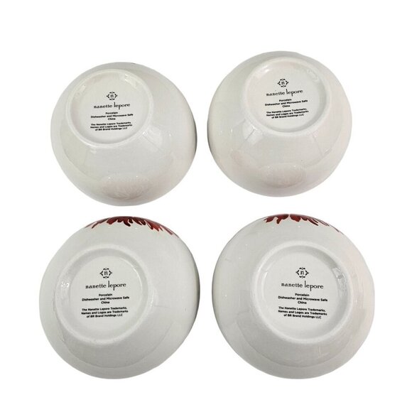 Nanette Lepore Floral Trim Porcelain 5.5" Cereal Soup Salad Bowls – Set of 4 - Picture 4 of 16